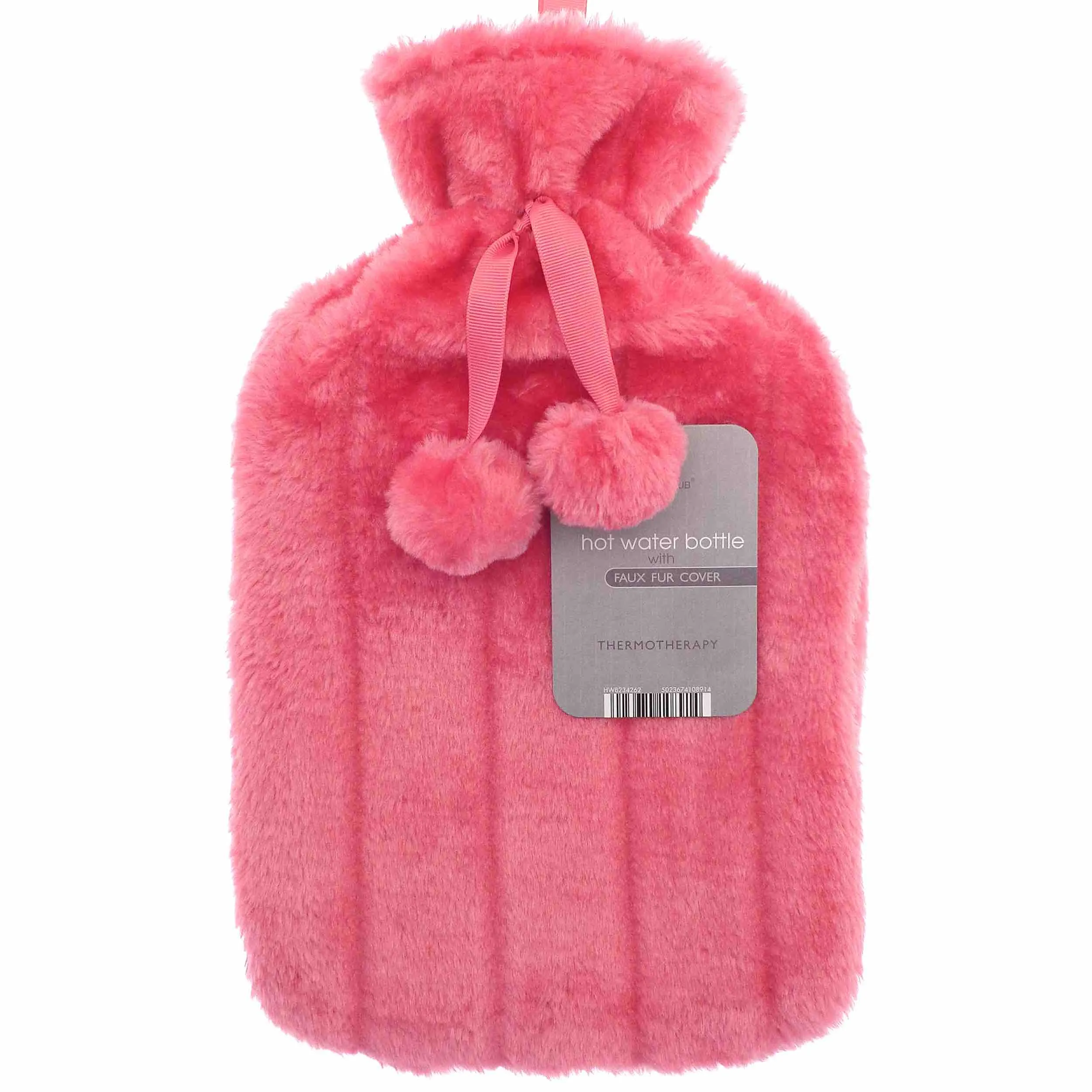 Faux Fur Pom Pom Hot Water Bottle (2L)