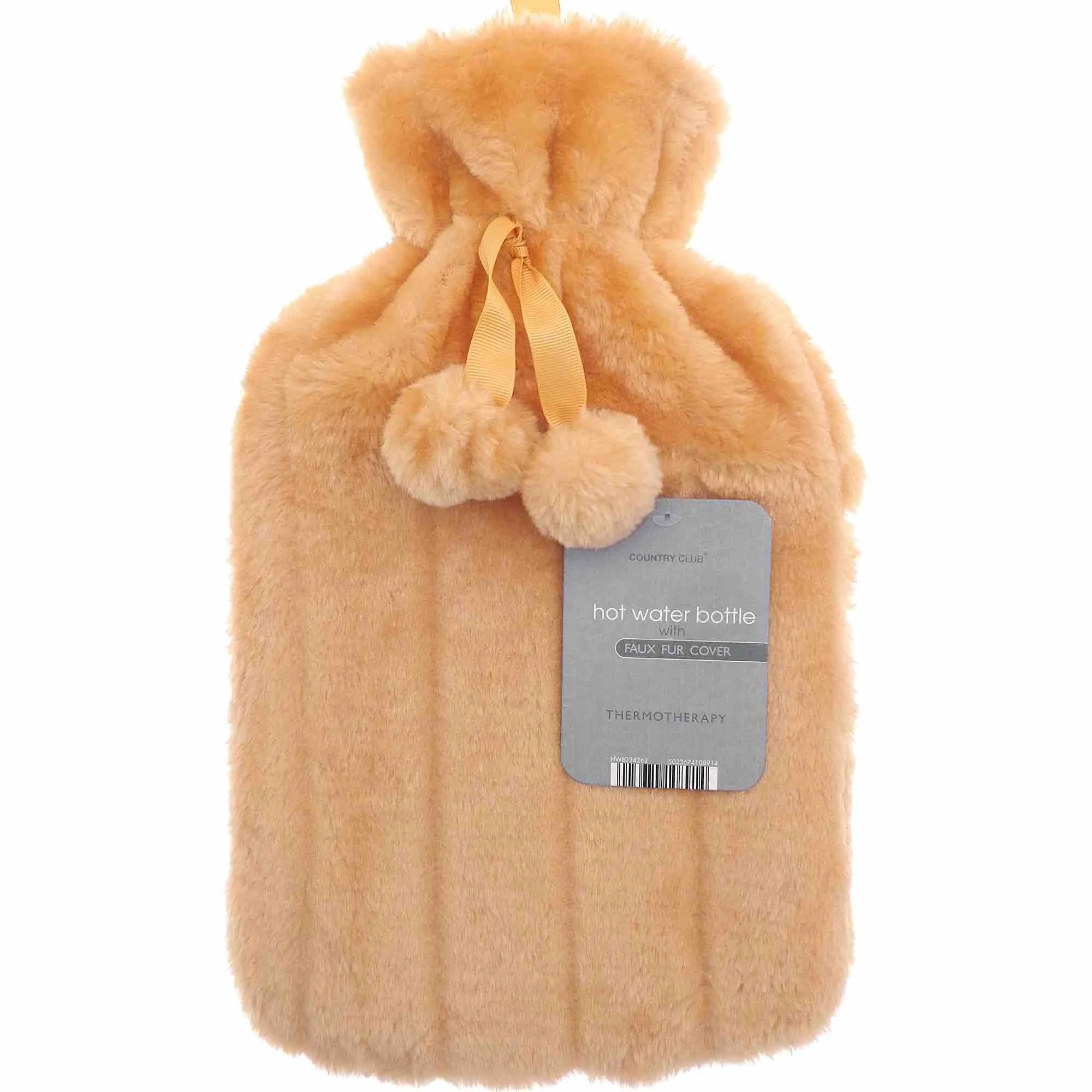 Faux Fur Pom Pom Hot Water Bottle (2L)