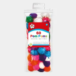 Glitter Pom Poms 60pc