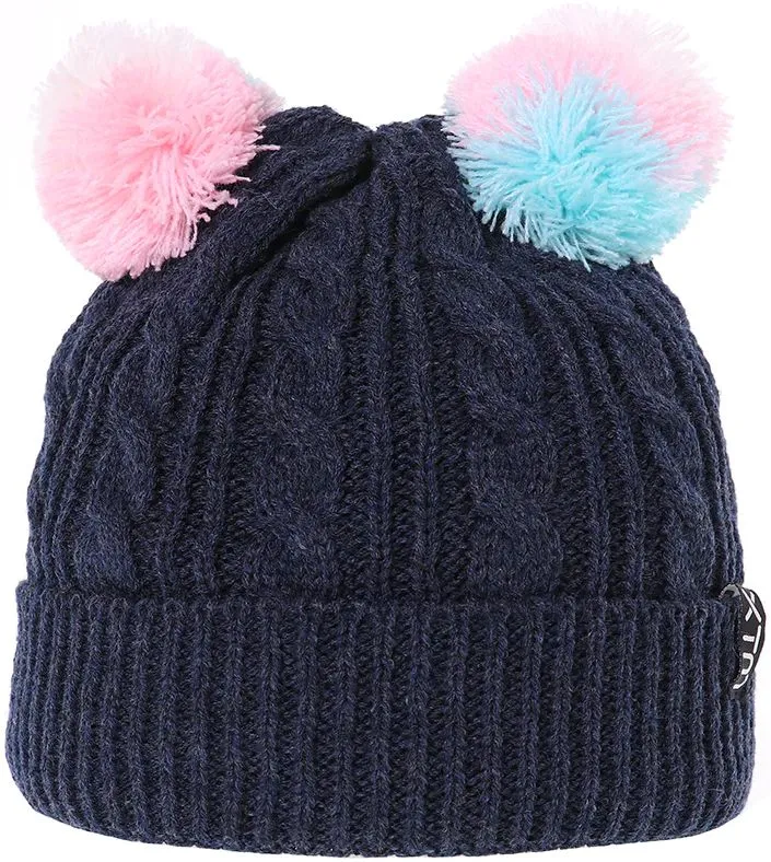 Hazel Kids' Knitted Double-Pompom Girls' Beanie