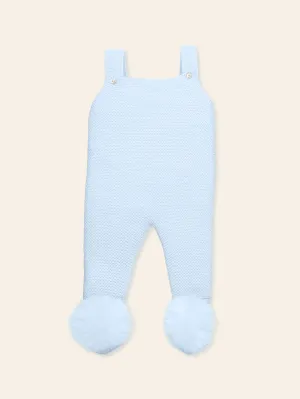 Mac Ilusion Blue knitted dungaree with fur poms