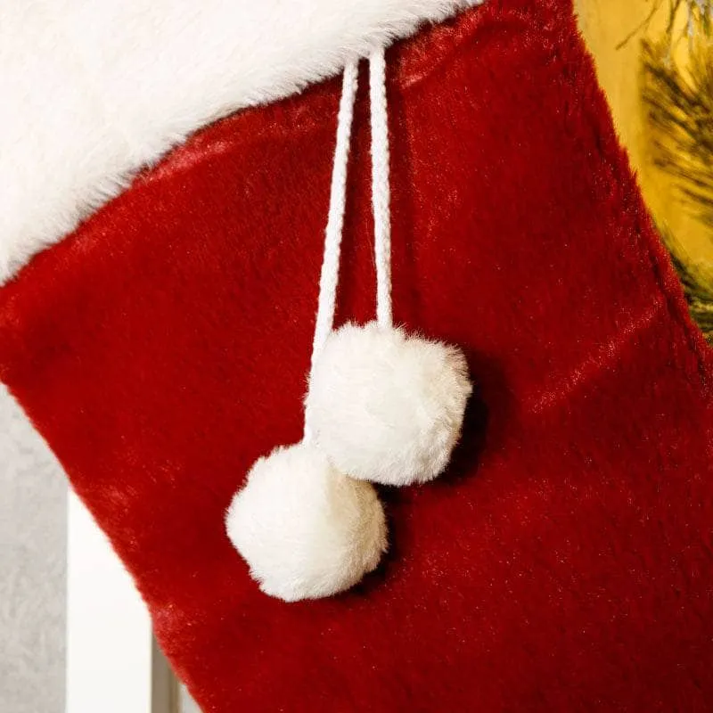 Red & White Pom Pom Stocking - 60cm