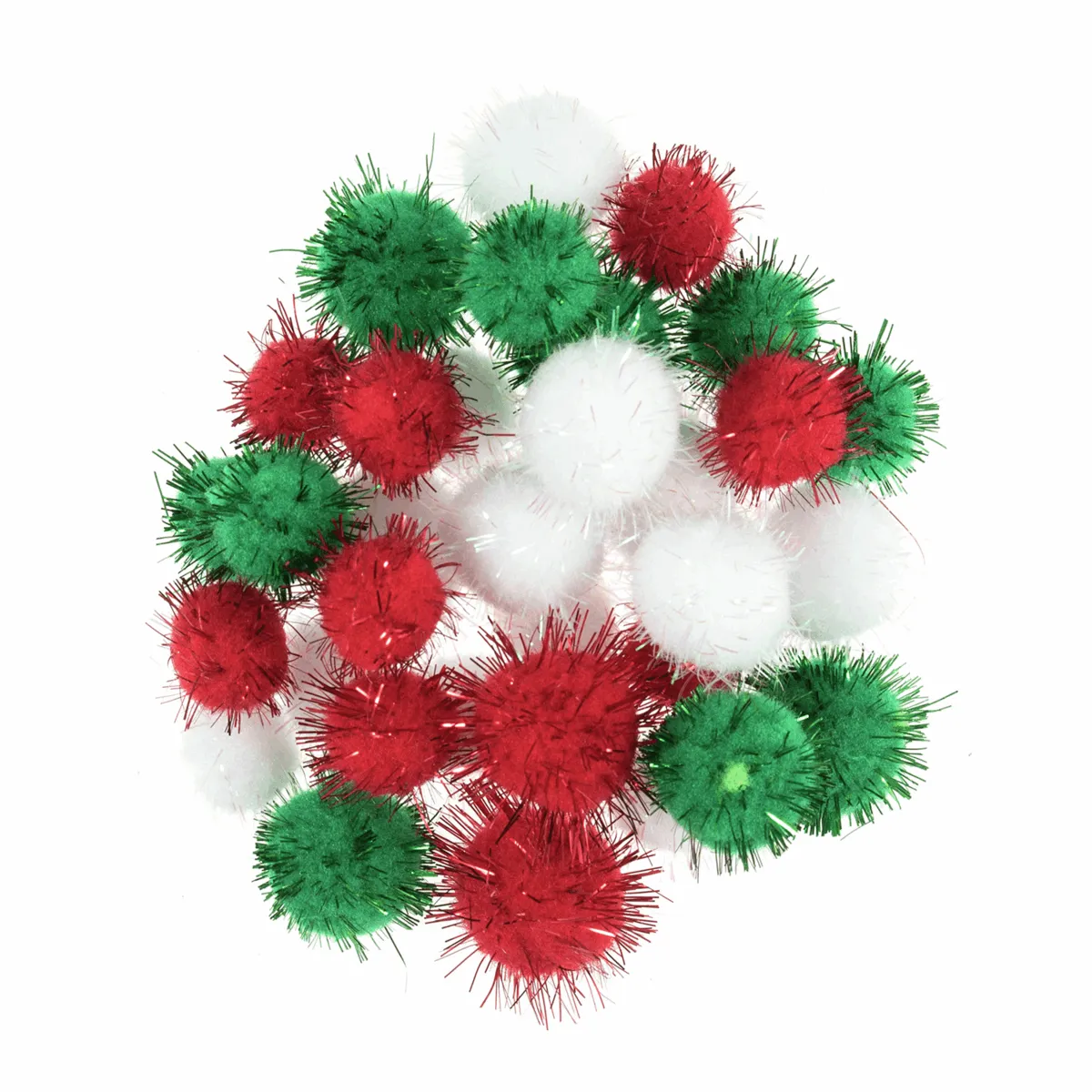 Trimits Christmas Metallic Pom Poms - Assorted Sizes (Pack of 100)